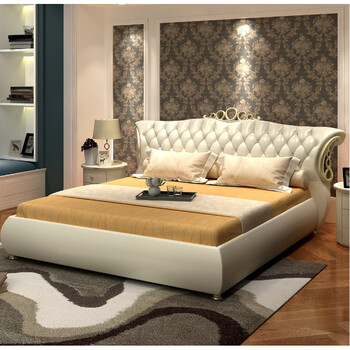 2米大床 双人床2米2.2大床轻奢简欧婚床 真皮床 其他框架结构