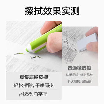 纽赛（NUSIGN）集屑笔形橡皮擦无屑干净小学生考试专用干净不留痕美术 NS038-2【热门商品】得力旗下高端品牌