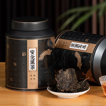 华源茶业 安化黑茶湖南特产茶叶金花茯茶自己喝500g茶叶礼盒装送礼