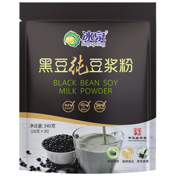 冰泉豆浆黑豆纯豆浆粉540克（共30小条）无蔗糖添加不甜豆奶营养早餐