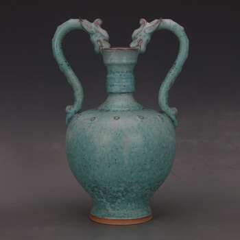 中国古美術・爐鈞釉瓢箪花瓶•【大清乾隆年製】在銘•文房具•清時代 W--32 中国古美術・爐鈞釉瓢箪花瓶•【大清乾隆年製】在銘•文房具•清