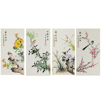 中国古美術・蘭竹之情三尺画芯・董卿印款・水墨画・純