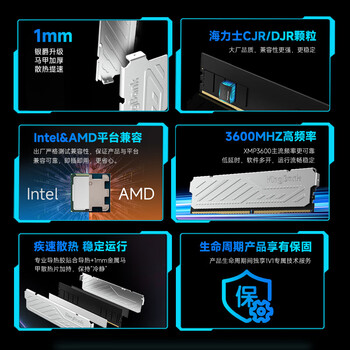 金百达（KINGBANK）32GB(16G×2)套装 DDR4 3600 台式机内存条 海力士原装CJR/DJR颗粒 银爵 C18
