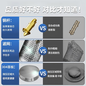 佳立方洗手盆漏水塞防臭弹跳下水器铜芯卫生间不锈钢过滤网防堵防虫水池