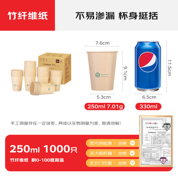 得力(deli) 250ml竹纤维办公纸杯加厚防烫挺阔杯身纸杯一次性整箱批发1000只 得力(deli) 250ml竹纤维办公纸杯加厚防烫挺阔杯身纸杯一次性整箱批发1000只