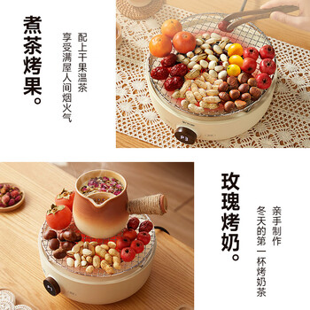 ankale围炉煮茶套装 全套户外电陶炉电茶炉烧水煮茶炉煮茶壶养生壶【全玻璃养生壶+烤网围炉】AJL-DT01