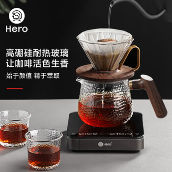 Hero日式锤纹壶咖啡壶耐高温茶壶加厚玻璃手冲分享壶400ml 不带杯子 Hero日式锤纹壶咖啡壶耐高温茶壶加厚玻璃手冲分享壶400ml 不带杯子