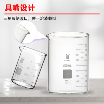 欣维尔 厚壁玻璃烧杯双刻度线实验杯带刻度大小量杯高硼硅耐高温平底水杯 双刻度线250ml,10个/盒 B220250 