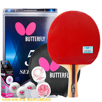 蝴蝶（BUTTERFLY）五星级乒乓球拍横拍 双面反胶皮比赛底板502成品单拍 内附拍套