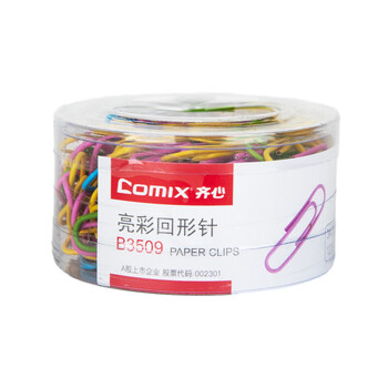 齐心【30桶】曲别针回形针3#29mm 彩色混装 120枚/桶 B3509