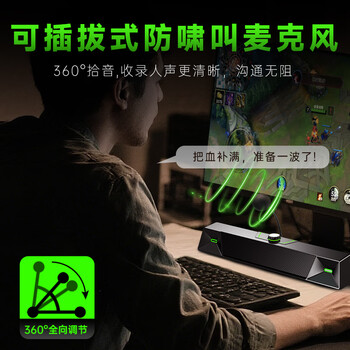 纽曼（Newmine）V1 电脑音响音箱有线式台式机笔记本带外置麦克风家用桌面游戏电竞黑色