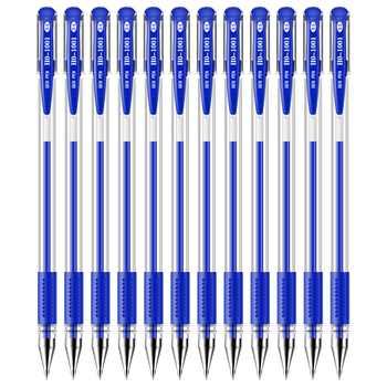 自由马中性笔05mm子弹头经典办公水性笔签字笔ho1001蓝色12支free