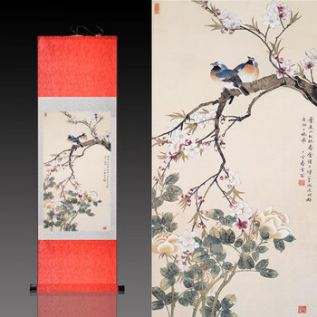 丝绸工笔花鸟画价格报价行情- 京东