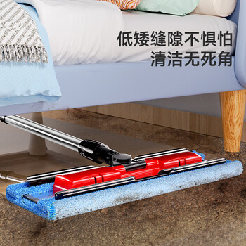 美丽雅夹布式平板拖把40cm4拖布干湿两用一拖净家用拖地神器拖地神器