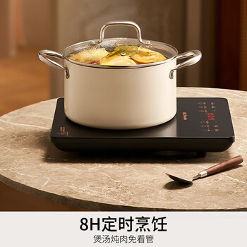 九阳（Joyoung）电磁炉家用电磁灶电池炉2200W一键爆炒定时功能大面板易操作一套带锅C22S-N636