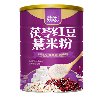 捷氏茯苓红豆薏米粉薏仁粉600g五谷粉粗粮中老年人低脂肪营养食品健康