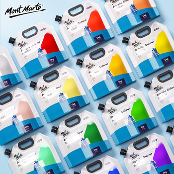 蒙玛特(MontMarte)丙烯颜料美术手绘墙绘自立袋丙烯颜料防水颜料2kg朱红MSCH0213CN美术写生美育工具