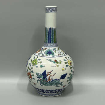 成化年造　中国アンティーク花瓶 成化年制款铁泥花人物赏瓶''CHENG HUA NIAN ZHI'' FIGURE VASE