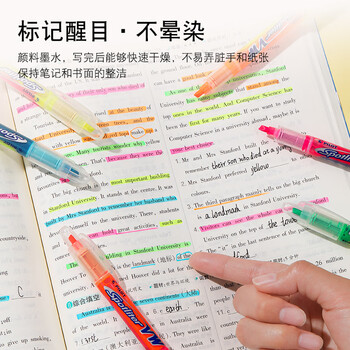 百乐（PILOT）双头记号笔直液式荧光笔划重点笔学生用不晕染标记笔SVW-15SL-双头荧光笔-YO 3mm 粉黄/橙 2支装