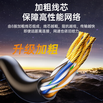 毕亚兹 纯铜超六类万兆网线 CAT6A类成品线 家用电脑网络宽带工程跳线兼容千兆8芯2.5g连接线 3米