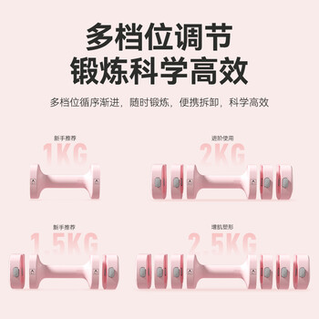 京东京造  多彩一键快调哑铃 5档可调节一对 樱花粉5kg 塑形增肌训练器材 