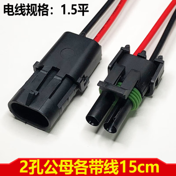 正鑫远 汽车线束连接器防水接插件电磁阀二孔公母插头DJ3021Y-2.51孔带线五套