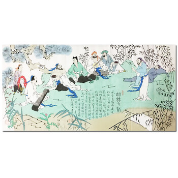 張大千国画“竹林七賢”骨董山水画 張大千国画“竹林七賢”骨董山水画 張大千国画“竹林七賢”骨董