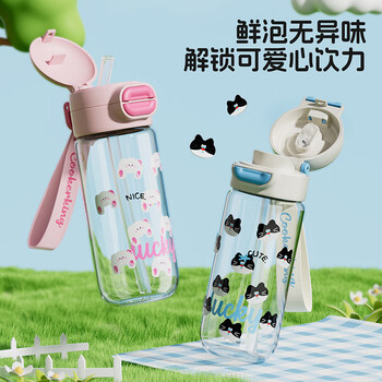 炊大皇玻璃水杯女生高颜值大容量高硼硅耐热防爆耐高温530ml（粉兔子）