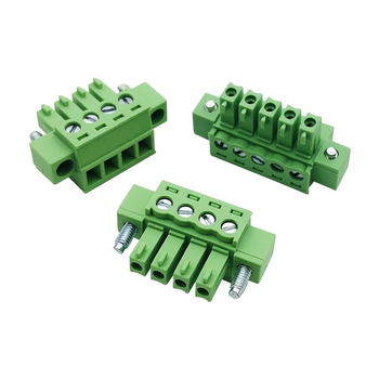 正鑫远 15EDGKM-3.81mm有耳接线端子绿色带法兰插拔式插头PCB凤凰连接器 2P（100个)