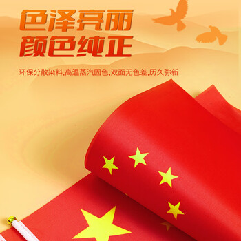 易利丰（elifo）送36贴纸 中国国庆小国旗手持小红旗手摇旗杆8号5面带杆14*21cm小五星红旗帜小旗子装饰儿童手拿