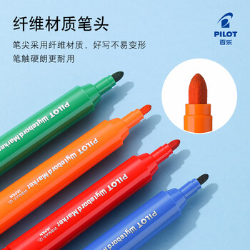 百乐（PILOT）大容量 水性可擦白板笔 粗杆记号笔 物流标记笔 WBMAR-12L黑色10支装