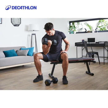 迪卡侬（DECATHLON）健身家用六角哑铃黑色12.5公斤-4132396