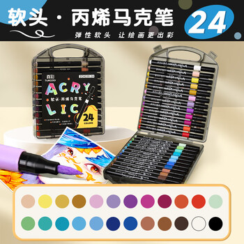 中国水彩画用筆　平筆　水粉　狼耄　6本組　美品 博格利诺精品6支168彩色杆狼毫尖头水彩笔勾