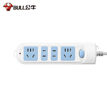公牛（BULL）新国标插座 4插位分控开关全长3米插线板插排 蓝白款 GN-607