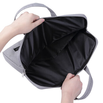 齐心加厚办公手提包事务包 商务拉链包电脑公文包 灰色 A8166