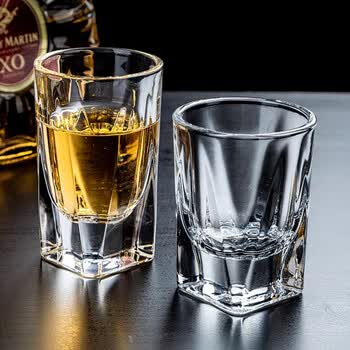 品喻（PINYU）二两白酒杯高端威士忌酒杯家用玻璃啤酒杯高颜值酒吧厚底杯子2个