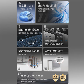 怡口净水（ECOWATER）净水器家用0阻垢剂0双酚A母婴厨下等效1200G纯水直饮净饮机陶氏RO膜反渗透ERO152-3