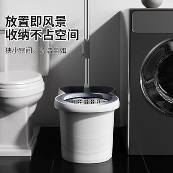 百家好世免手洗旋转拖把31cm宽4拖布吸水托布家用拖地桶懒人墩布拖地神器