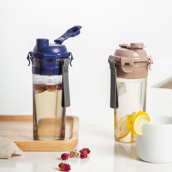 乐扣乐扣（LOCK&LOCK）大容量运动杯塑料水杯随手茶杯棕色ABF934MBR_680ML