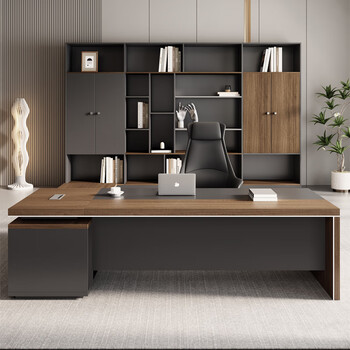 森菲亚 老板办公桌领导大班台经理主管桌椅办公室大板桌 2.6米老板桌+椅