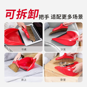 微力达（Vileda）德国鬃毛扫把簸箕套装 家用软毛扫帚不沾灰扫地笤帚套装两件套