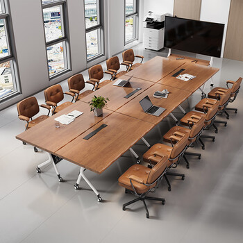 吉赠实木折叠会议桌现代简约可移动拼接培训桌会议室接待洽谈桌高级感