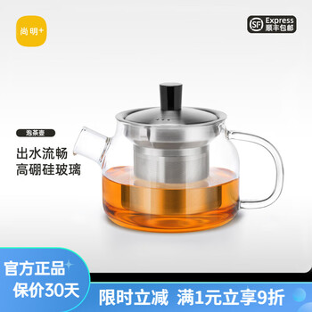 尚明耐热玻璃冲茶壶带过滤泡花茶壶小容量泡茶器功夫茶具套装家用办公 单壶 470ml