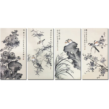 中国古美術・蘭竹之情三尺画芯・董卿印款・水墨画・純手描き・鑑賞用・宣紙・带水印 中国古美術・蘭竹之情三尺画芯・董卿印款・水墨画・純手描き
