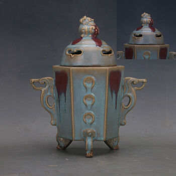 钧窑三足炉- 京东