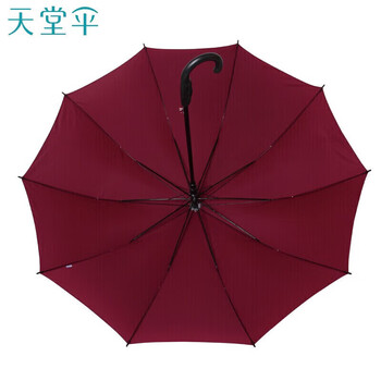 天堂 长柄加大雨伞半自动超大号商务直杆伞晴雨伞70*10骨 深粟红