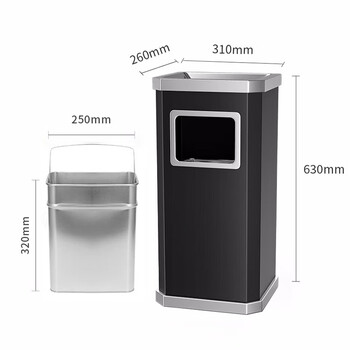 KUK酒店垃圾桶烟灰桶不锈钢大堂室外立式走廊带烟灰缸灭烟头垃圾筒