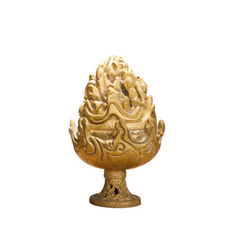 见素香坊推荐 陈巧生制仿汉博山炉 小号藏金色款仿古文房铜炉c067