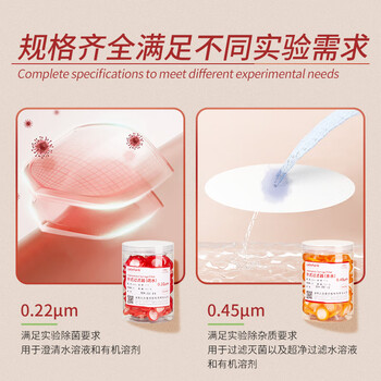 比克曼生物（BKMAM）比克曼生物 针式过滤器一次性有机系微孔过滤膜实验室滤头国产尼龙6膜13mm*0.22μm100个/盒