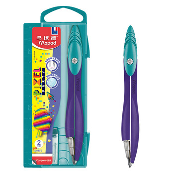 马培德（Maped）像素派对创意绘图圆规 初高中考试圆规 学生制图绘图学习工具 194500CH铅芯款【2件套/盒】